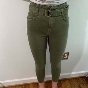 Women’s Army Green Belted Jeans Size 8